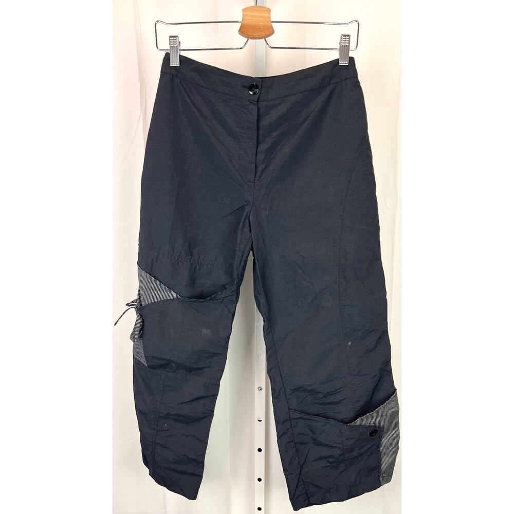 SUN LIGHT  EST S XS Paris Artsy Zip Fly Wide Leg Cropped Pants Lightweight Black
